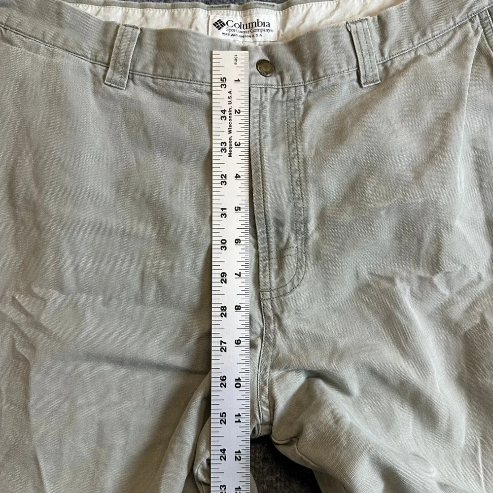 Columbia Pants Mens Size 36 Tan Canvas Utility Relaxed Fit Outdoor Frayed Hem